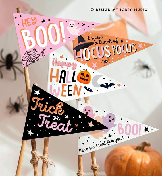 Halloween Pennant Flags Halloween Gift Tag Boo Basket Flag Kids Trick or Treat Prints Props DIY Digital Download Printable 0261