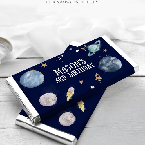 Editable Outer Space Chocolate Bar Labels Candy Bar Wrapper Etsy