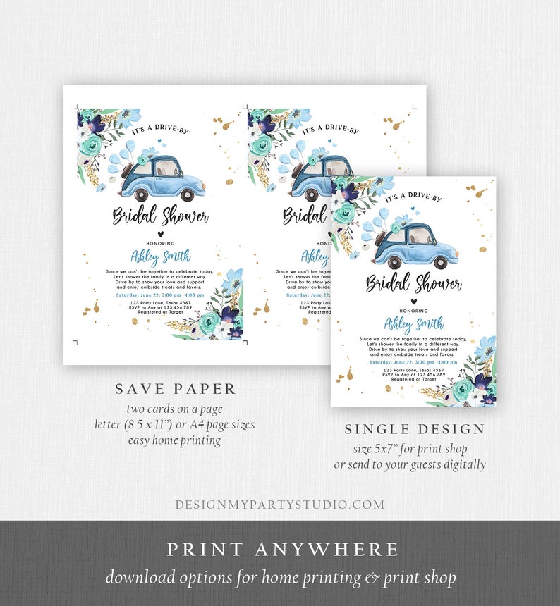 Editable Drive by Bridal Shower Invitation Couples Shower Etsy