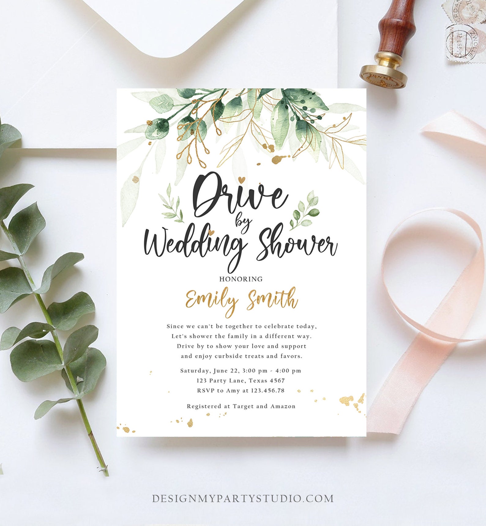 Editable Drive by Wedding Shower Invitation Drive Through Etsy
