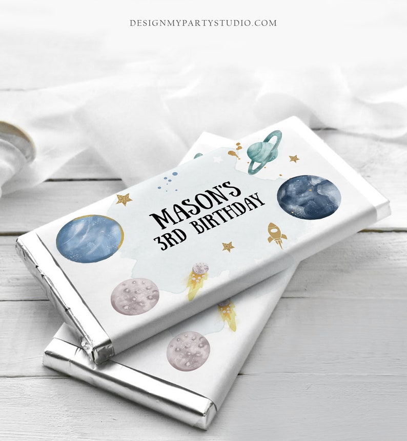 Editable Outer Space Chocolate Bar Labels Candy Bar Wrapper - Etsy