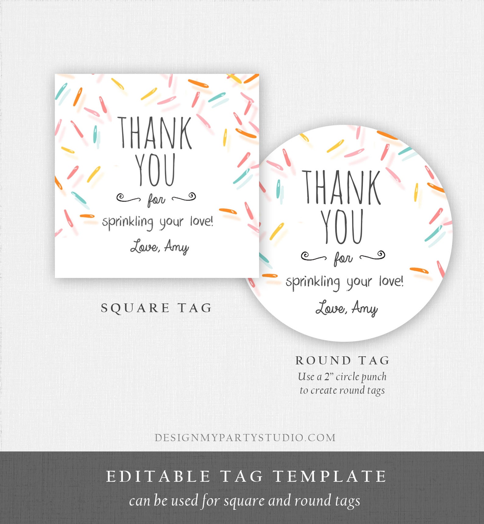 Editable Baby Sprinkle Favor Tags Baby Sprinkle Thank You - Etsy