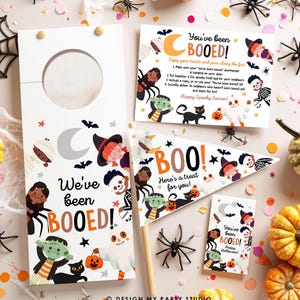 Editable Boo Basket Halloween Kit Printable Halloween Gift Tag You&#39;ve Been Booed Flag Kids Ghosts Props Digital Instant Download 0261 0473