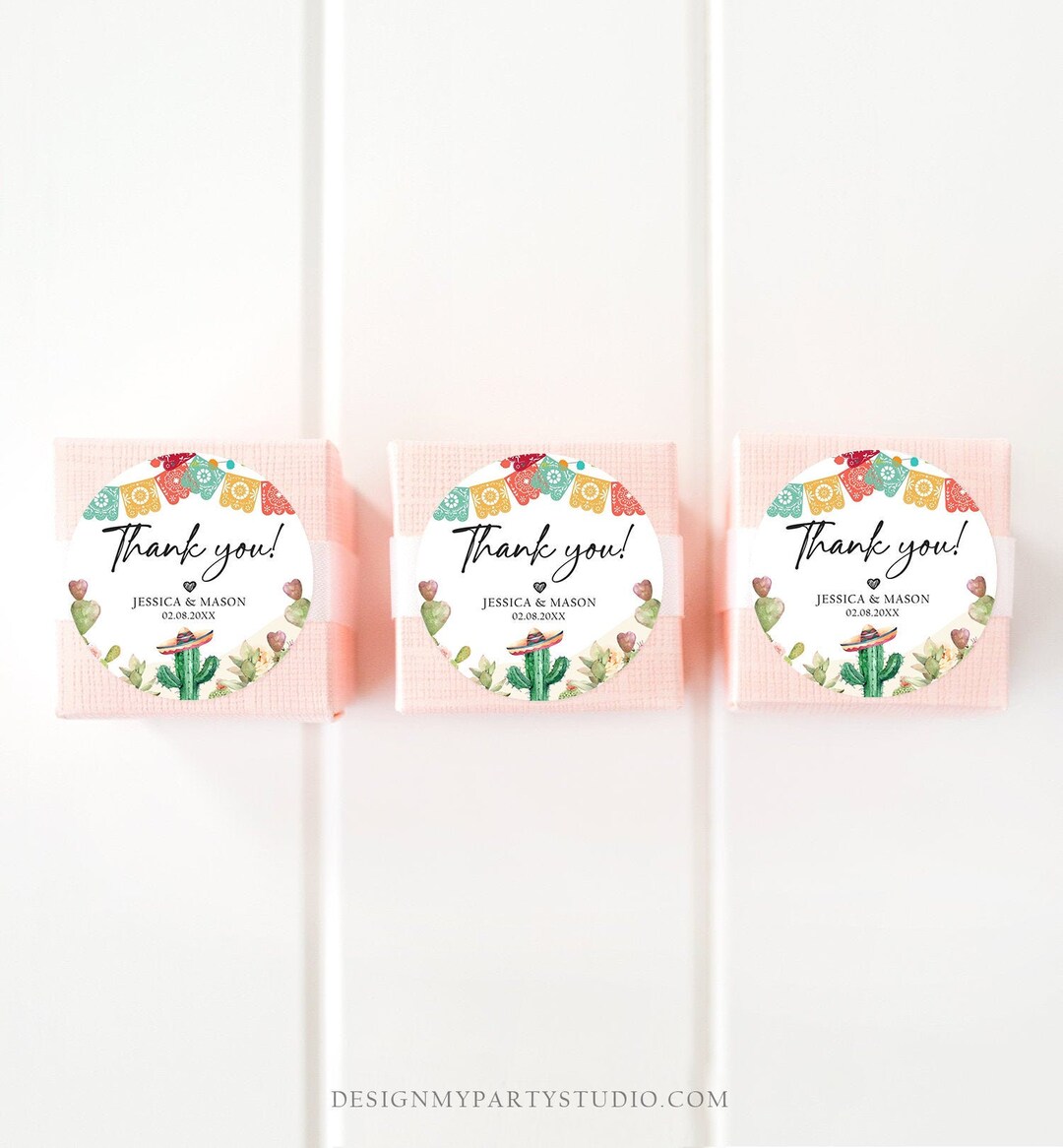 Editable Cactus Thank You Favor Tag Round Squared Fiesta Baby Shower ...