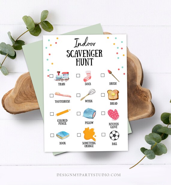 Editable Indoor Scavenger Hunt for Kids Preschool Game Toddler Activity Printable Game Day Play Activities for Kids Download Corjl Template Il_570xn