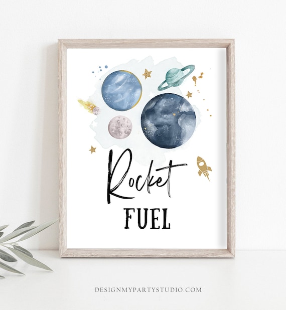 Rocket Fuel Space Party Sign Outer Space Birthday Sign Galaxy Party Decor Drinks Table Boy Snacks Sign Planets Astronaut PRINTABLE 0357 Il_570xn