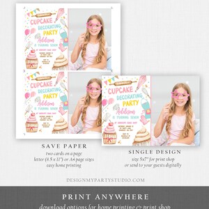 Editable Cupcake Decorating Party Invitation Kids Cooking Birthday ...