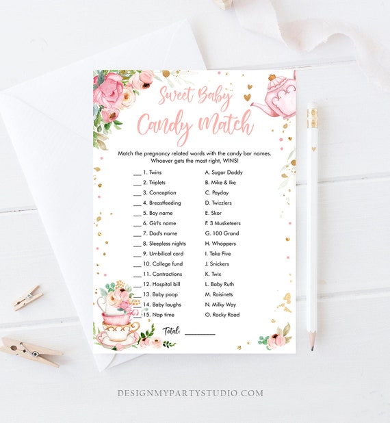 Editable Candy Match Baby Shower Game Sweet Baby Tea Party Baby is ...