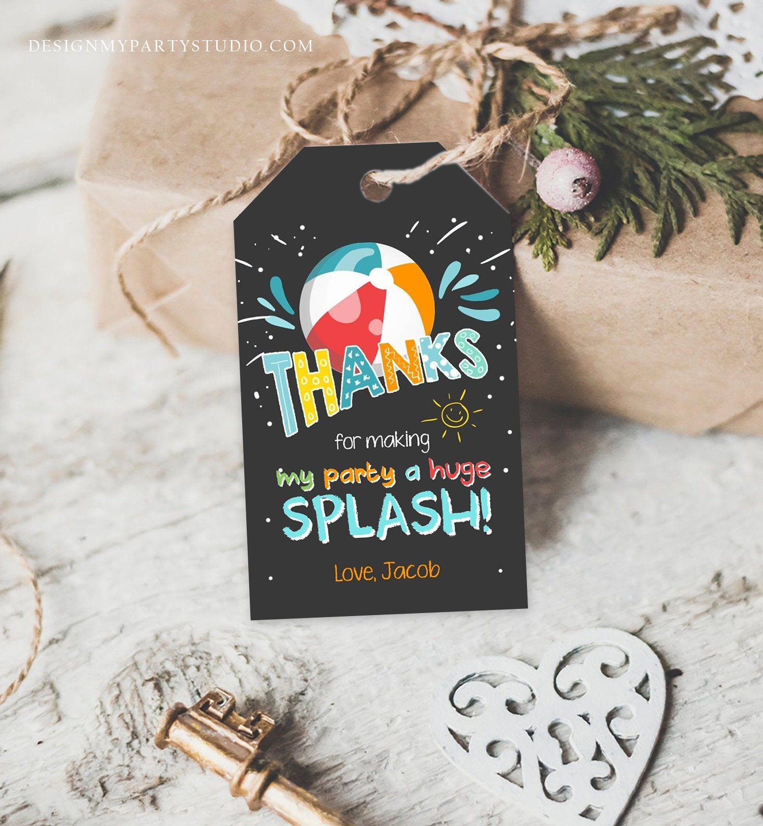 Editable Pool Party Favor Tags Tags Pool Party Birthday Thank - Etsy