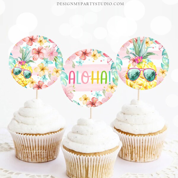 Luau Cupcake Toppers Etsy