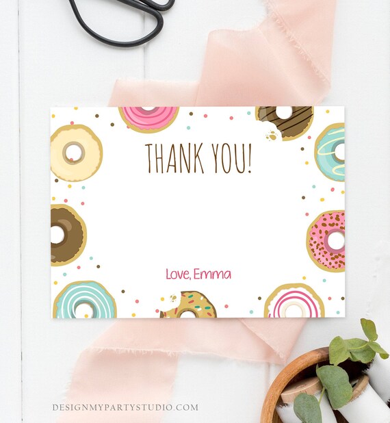 editable-donut-thank-you-card-note-pink-girl-birthday-party-doughnut