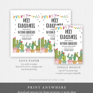 Editable Holy Guacamole Bridal Shower Invitation Fiesta Couples Shower Cactus Succulent Mexican Download Corjl Template Printable 0254 image 5