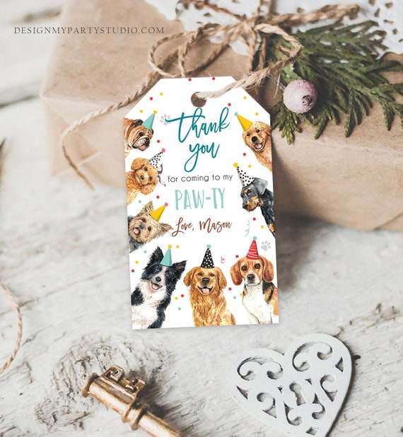 Editable Puppy Favor tags Puppy Dog Birthday Thank you tag Boy Puppies