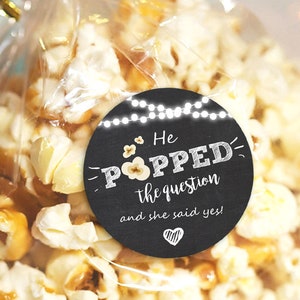 He Popped the Question Gift Tag Engagement party favor tag Engagement Popcorn Favor Tag Stickers engagement wedding Stickers PRINTABLE 0110