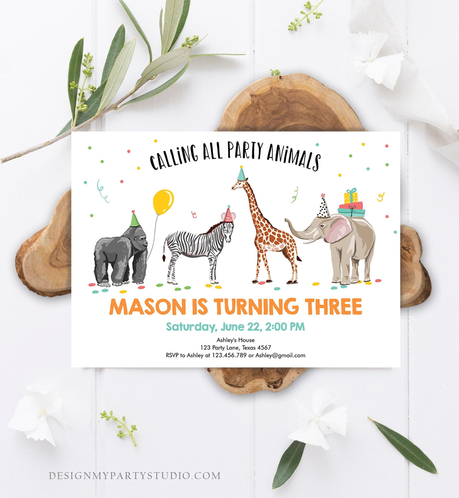 Editable Party Animals Birthday Invitation Wild One Animals - Etsy Editable Party Animals Birthday Invitation Wild One Animals - Etsy
