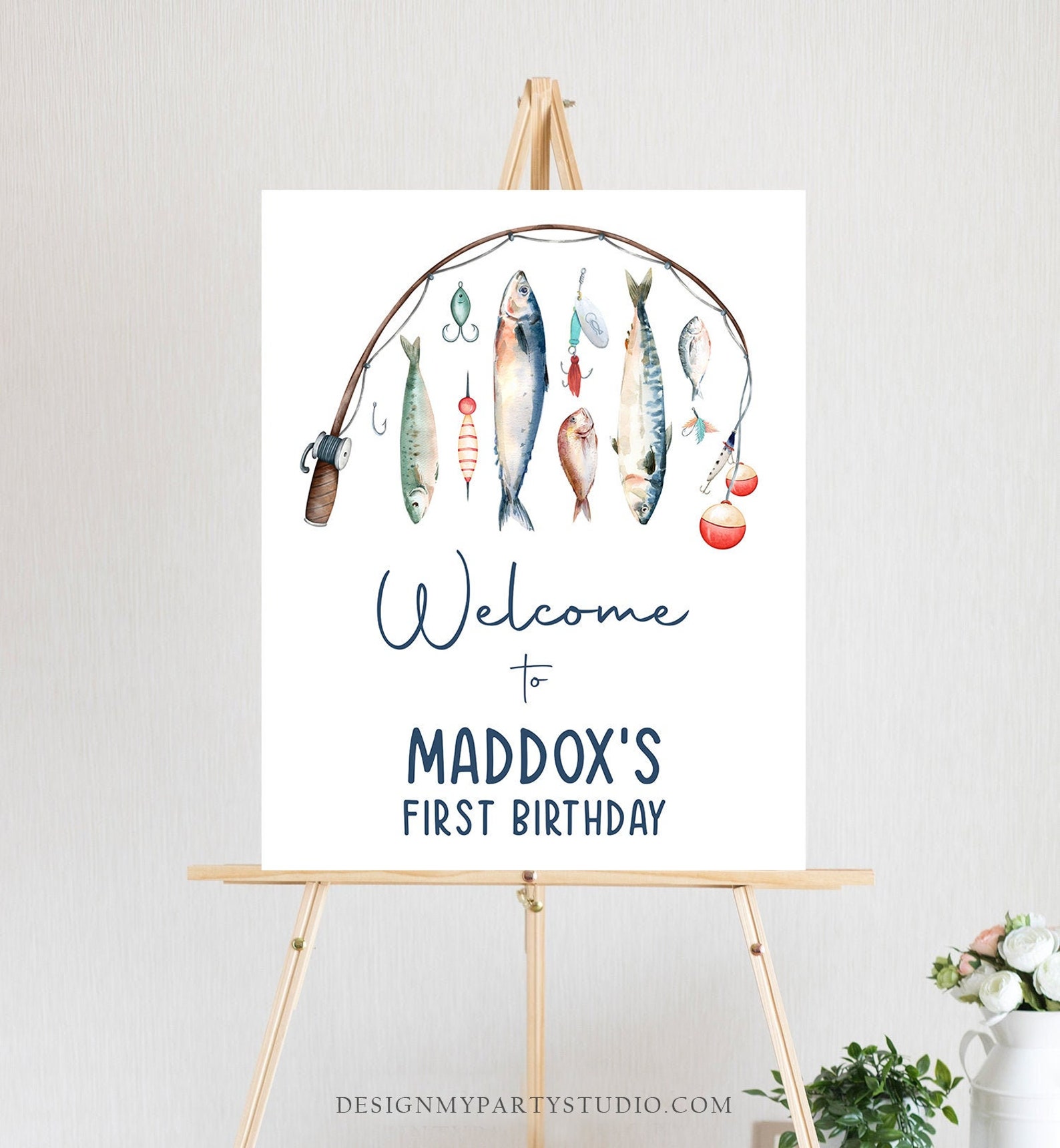 Welcome Tooffish Editable Fishing Birthday Welcome Sign 1st Birthday Boy the Big One O ...