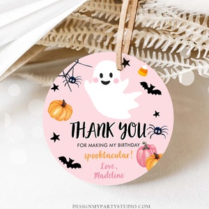 Editable Halloween Birthday Thank You Favor Tags Costume Party - Etsy ...