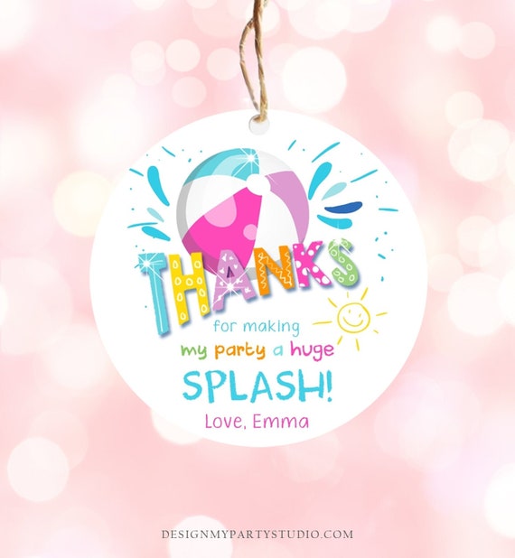 Editable Pool Party Thank You s Splish Splash Birthday Bash Etsy 日本