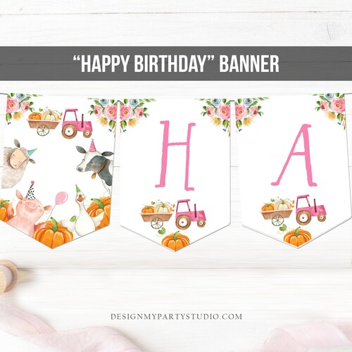 Farm Animals Birthday Banner Barnyard Birthday Garland Girl - Etsy