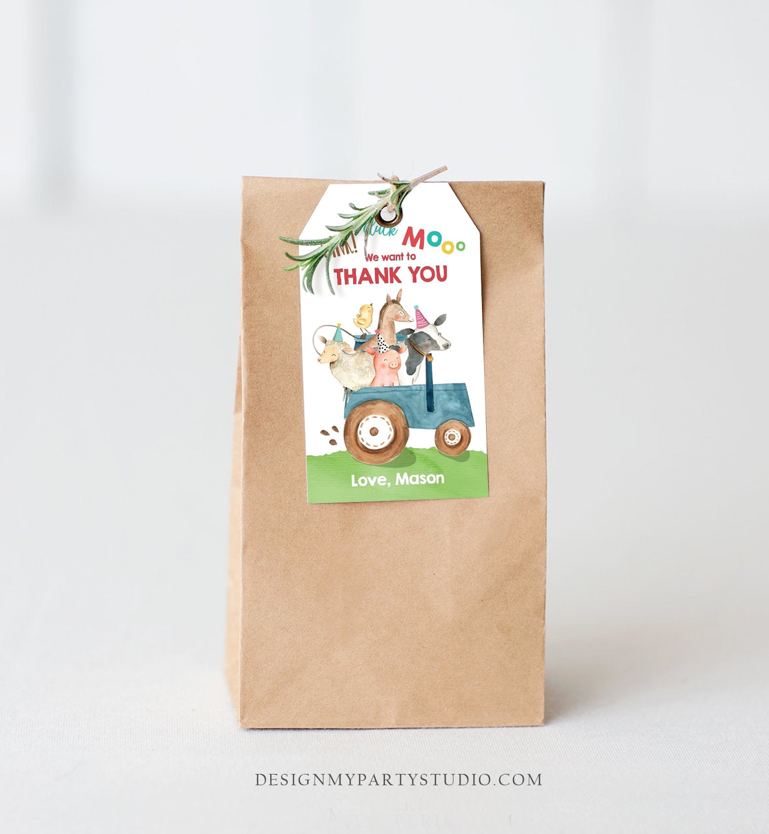 Editable Farm Favor Tags Tags Boy Farm Birthday Thank You Tags Barnyard ...