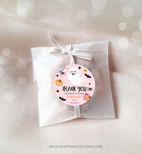 Editable Halloween Birthday Thank You Favor Tags Costume Party Girl ...