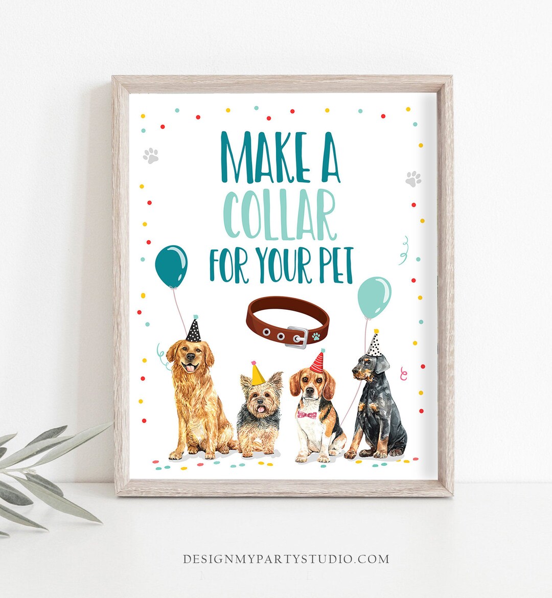 Make a Collar Sign Puppy Birthday Sign Table Decor Dog Birthday Party ...