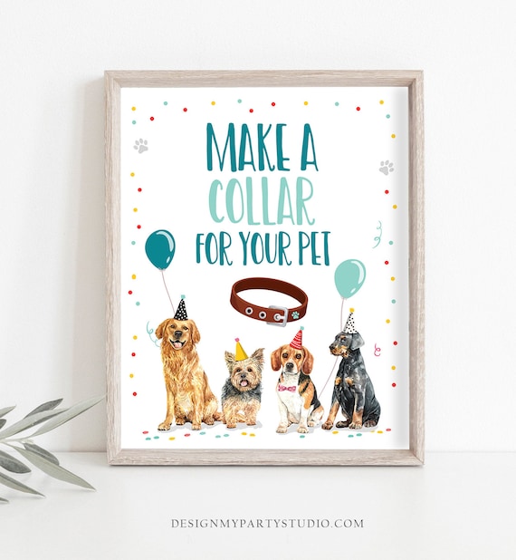 Make a Collar Sign Puppy Birthday Sign Table Decor Dog Birthday Party ...