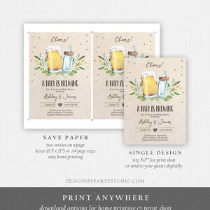 Editable A Baby is Brewing Invitation Bottle and Beers Baby Shower Cheers Coed Couples Shower Download Printable Template Corjl 0190 image 4