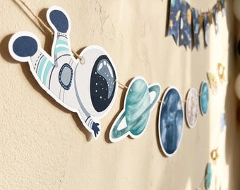 Space Centerpieces, Astronaut Birthday Party Decor, Galaxy Planets Printable, Outer Space Cake Topper, Space Banner, Digital Download 0366