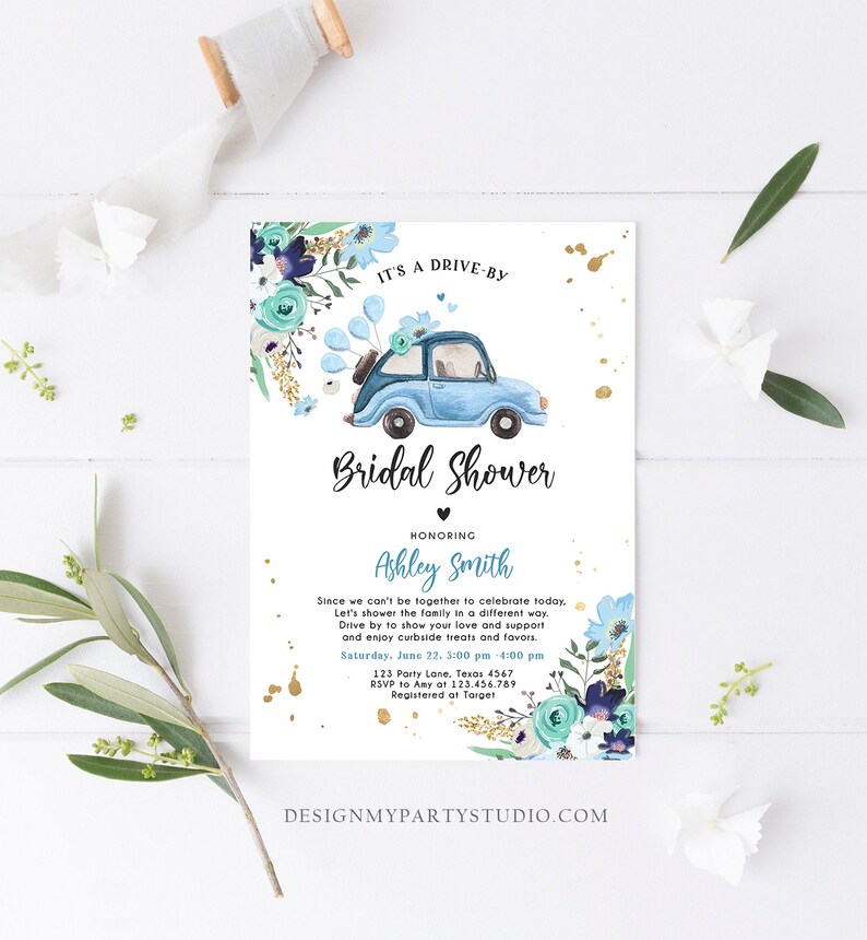 Editable Drive by Bridal Shower Invitation Couples Shower Etsy