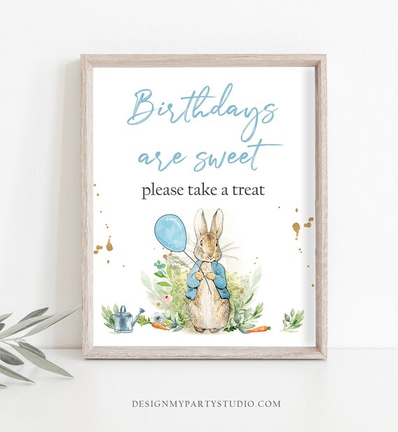 Favors Sign Peter Rabbit Birthday Sign Peter Rabbit Party Decor Take a Treat Sign Girl Watercolor Rustic Greenery Shower Sign PRINTABLE 0351 Il_570xn