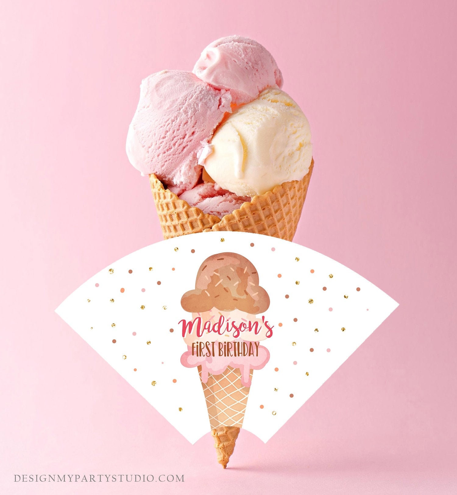 Editable Ice Cream Cone Wrapper Ice Cream Label Ice Cream Etsy