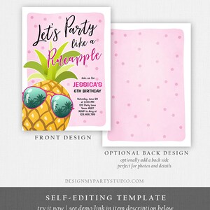 Editable Pineapple Birthday Invitation Lets Party Like a Pineapple ...