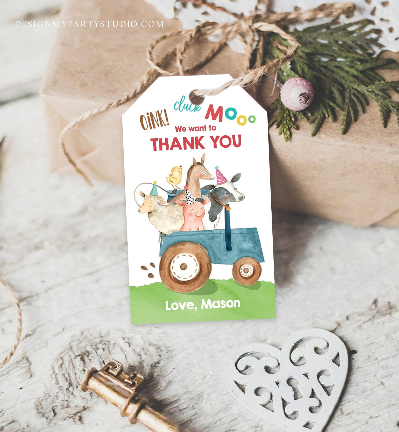 Editable Farm Favor Tags Tags Boy Farm Birthday Thank You Tags Barnyard ...