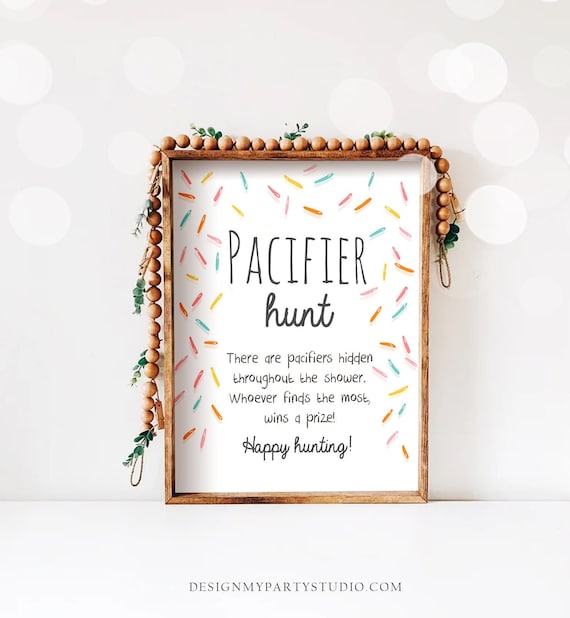 Pacifier Hunt Sign Table Decor Baby Sprinkle Sign Sprinkle Baby Shower Game Pacifier Game Gender Neutral Coed Download PRINTABLE 0216 Il_570xn