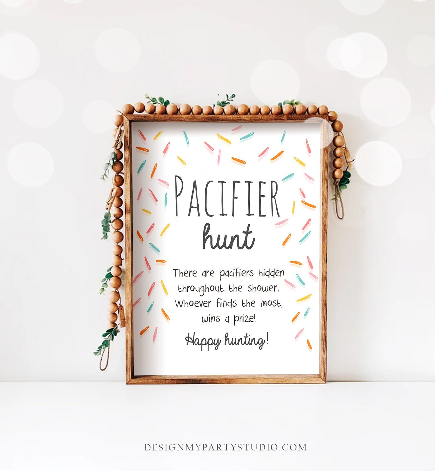 Pacifier Hunt Sign Table Decor Baby Sprinkle Sign Sprinkle Baby Shower ...