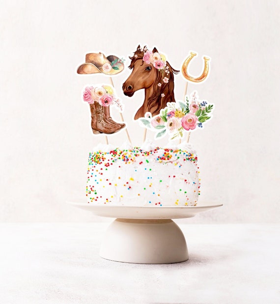Printable Horse Cake Topper Horse Centerpieces Saddle up | Etsy