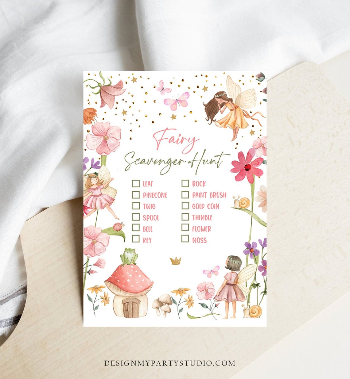 Editable Scavenger Hunt Checklist Game Party Fairy Birthday - Etsy