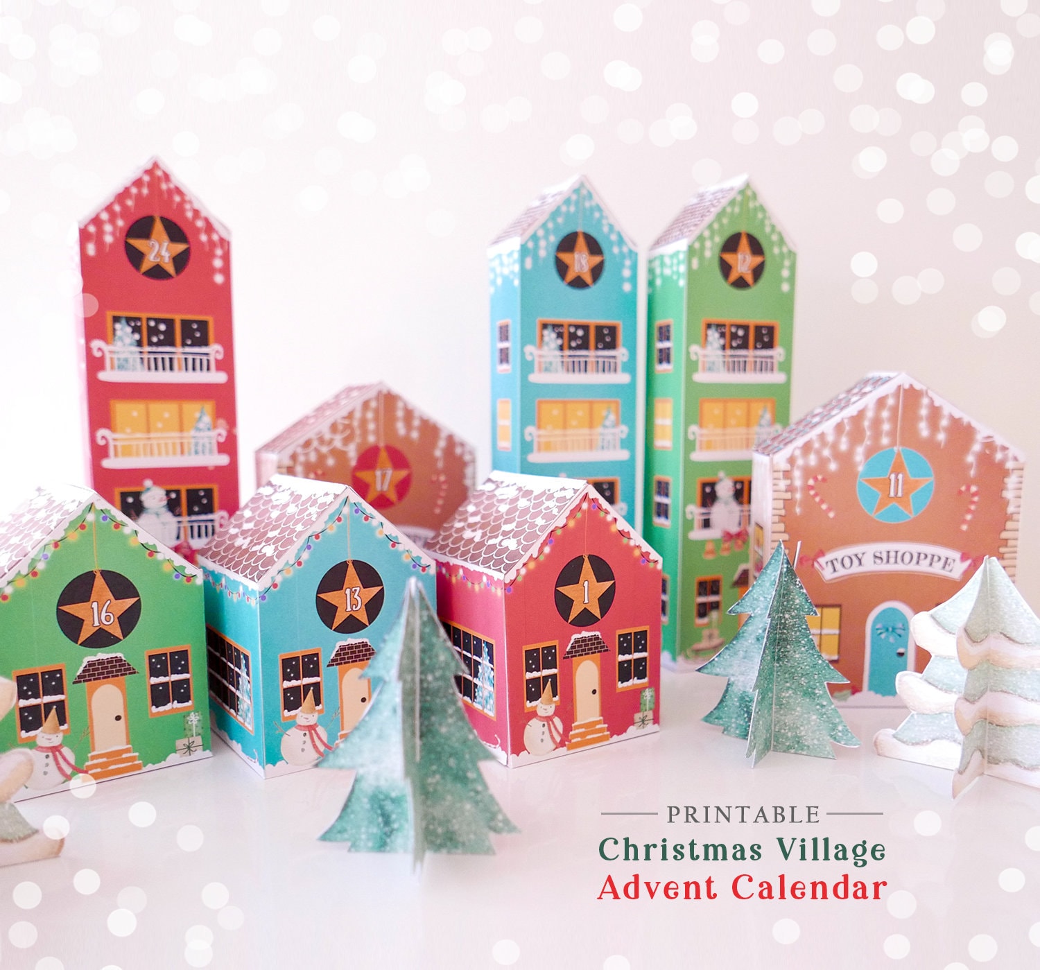 Printable Advent Calendar Houses DIY Paper Christmas Village Boxes  Countdown to Christmas Xmas Kids Calendar Digital Instant Download - Etsy