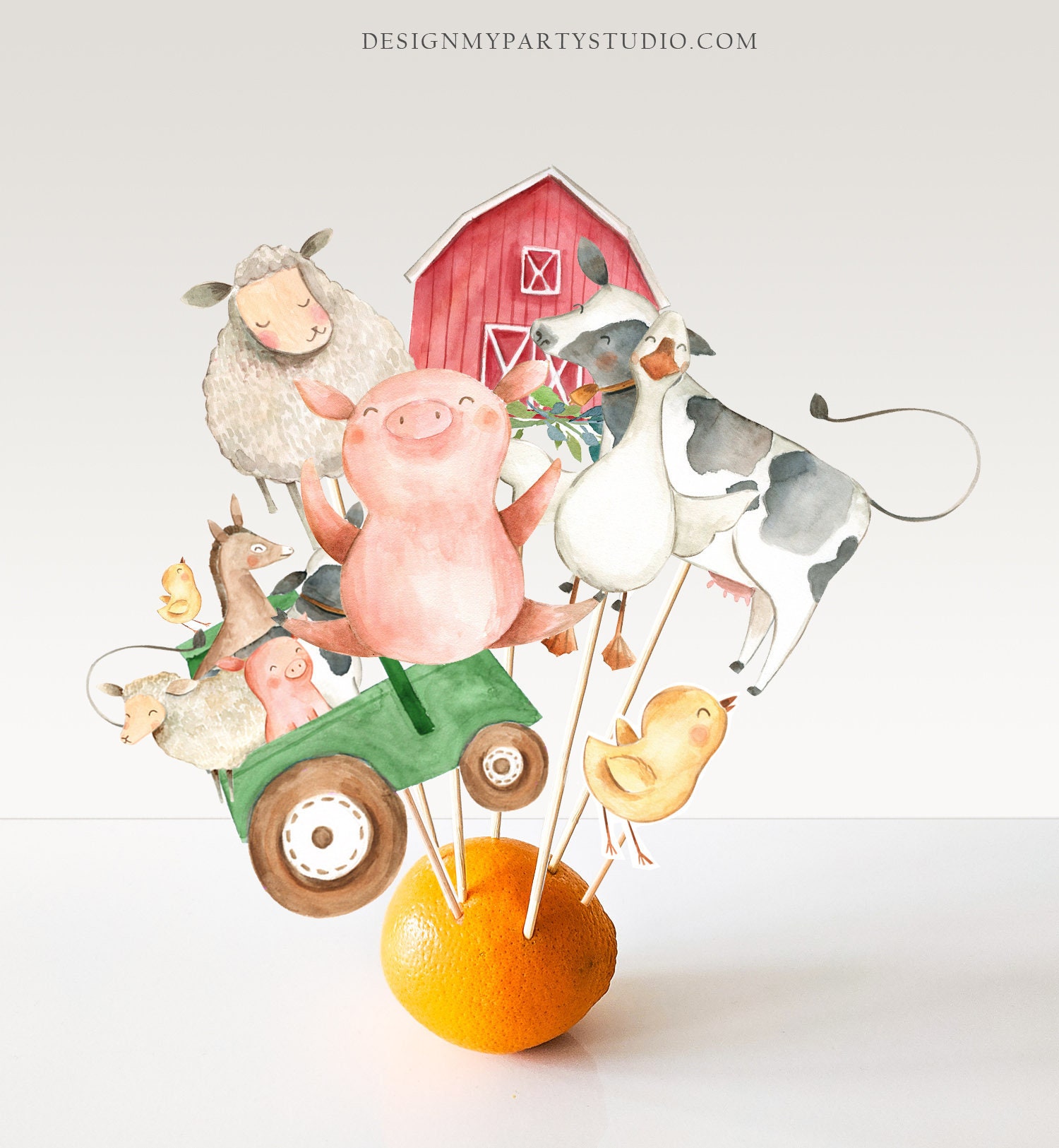 24 Pezzi Centrotavola A Tema Fattoria | Animali Mucca Pecora Maiale | Decorazioni Per Compleanno Ragazzo
