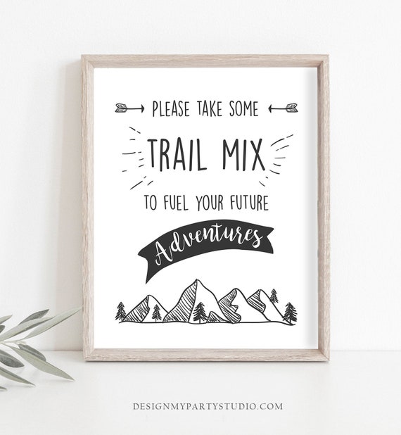 Trail Mix Sign Table Sign Wild One Lumberjack Adventure Mountains Outdoor First Birthday Sign Party Decor Instant Download Printable 0083 Il_570xn