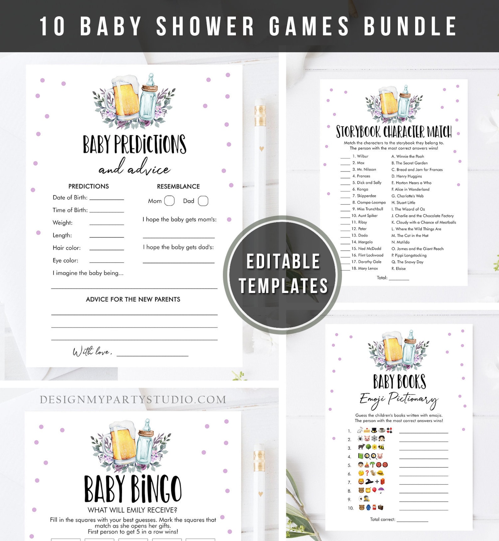 Editable Baby is Brewing Baby Shower Games Bundle Brewing Etsy