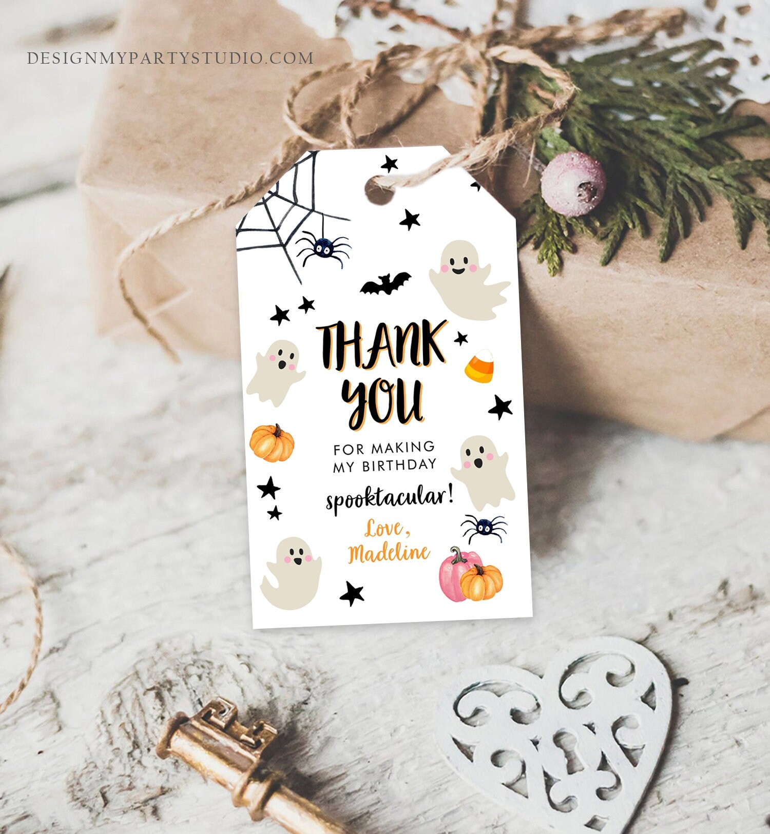 Editable Halloween Birthday Thank You Favor Tags Costume Party Girl ...