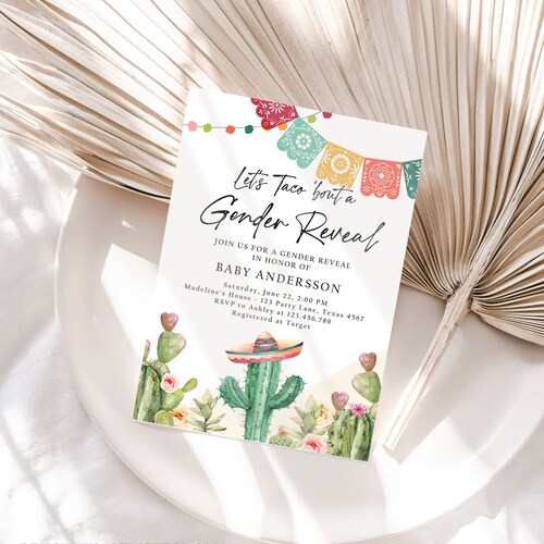 Fiesta Babyparty-Einladungen – Taco-Motiv, 20 Stück Inkl. Umschläge, Zum Selbstausfüllen