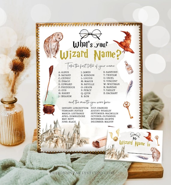 What's Your Wizard Name Game (1 Wizard Sign and 30 Name Tag Stickers), Wizard Game Party Decoration, Birthday Game for Kids, Family Game-29 : Toys & Games