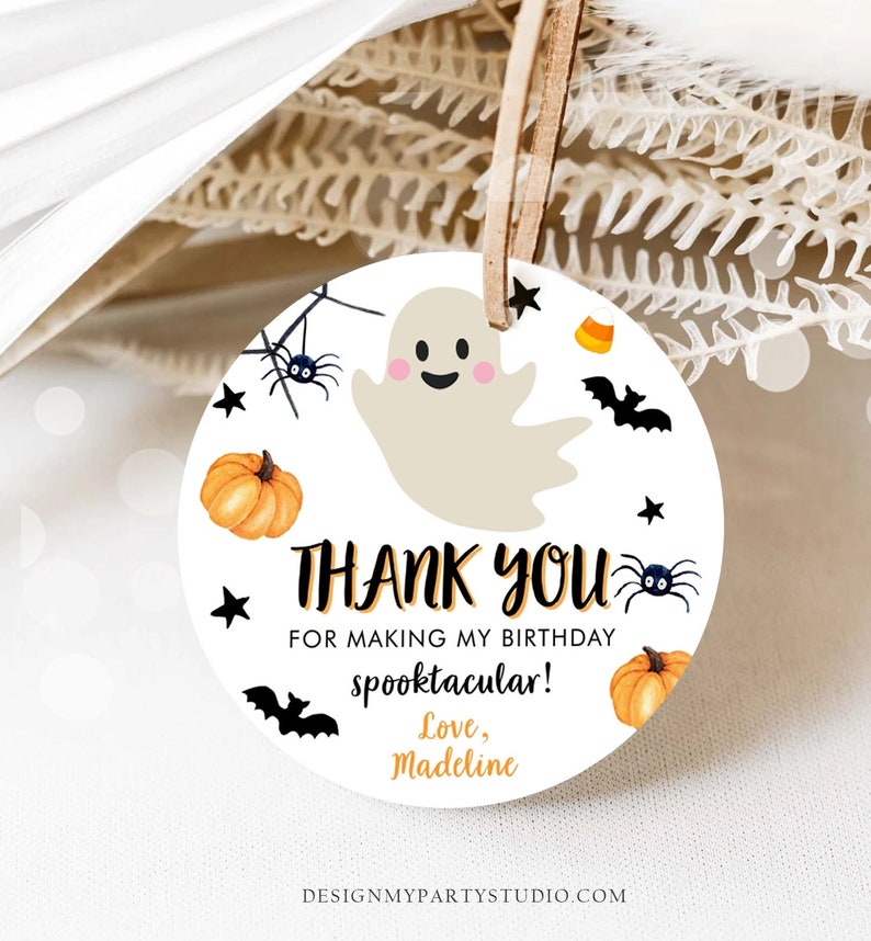 Editable Halloween Birthday Thank You Favor Tags Costume Party Girl ...