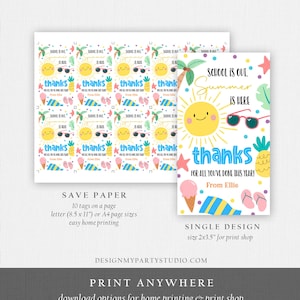 Editable Teacher Appreciation Gift Tags Sunshine Thank You Tag School is Out Summer is Here End of Year Tag Corjl Template Printable 0464 image 5