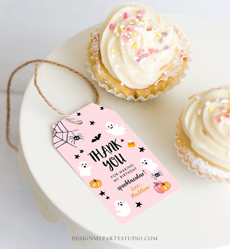 Editable Halloween Birthday Thank You Favor Tags Costume Party - Etsy ...