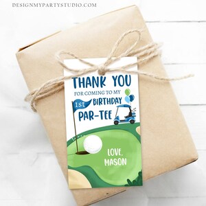 Editable Golf Favor Tags Golf Thank You Par-tee Tags Golfing Birthday Hole in One 1st Birthday Boy Gift Tag Download Corjl Template 0405 image 2