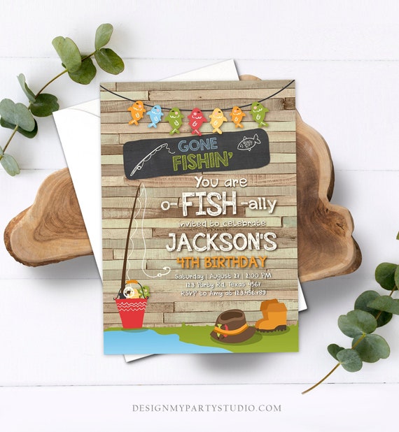 Editable Fishing Birthday Invitation Boy o-Fish-Ally Reeling the Big ...